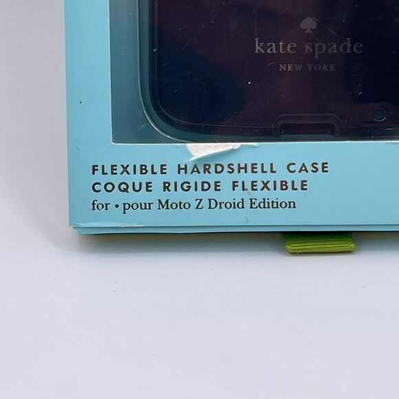 Kate Spade NY Hardshell Cell Phone Case Moto Z Droid Black White Gold Stripes - Picture 2 of 10